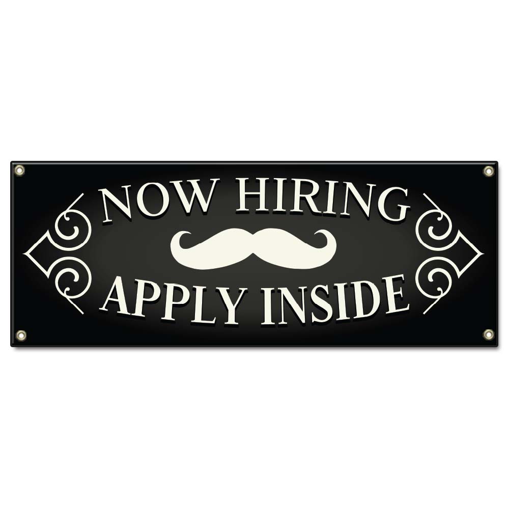 Now Hiring Apply Inside Barber Shop Banner
