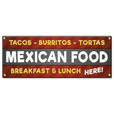 Tacos Burritos Tortas Mexican Food Breakfast & Lunch Banner