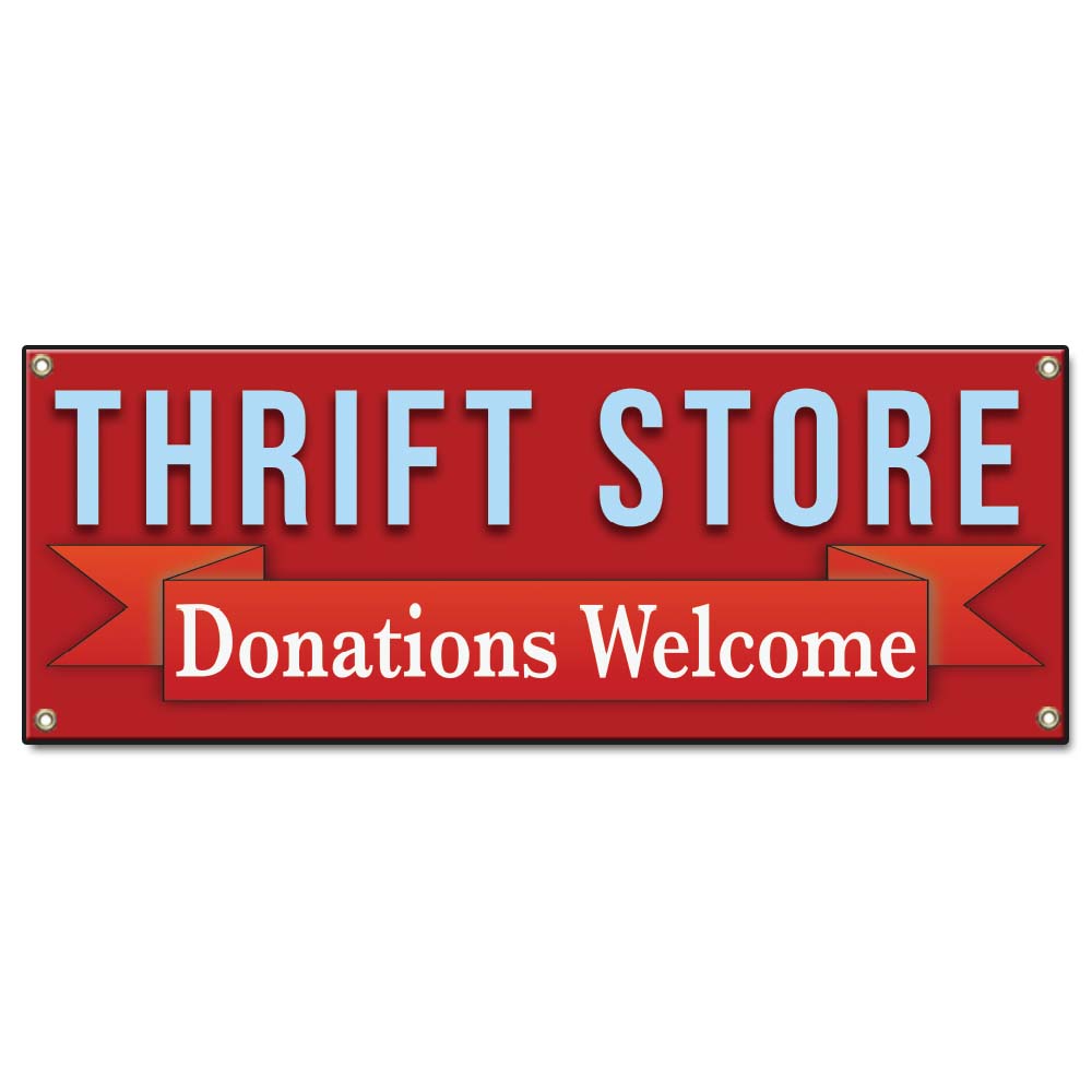 Thrift Store Donations Welcome Banner
