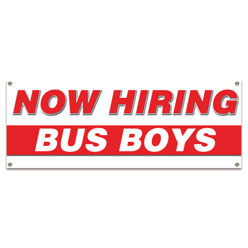 Now Hiring Bus Boys Banner