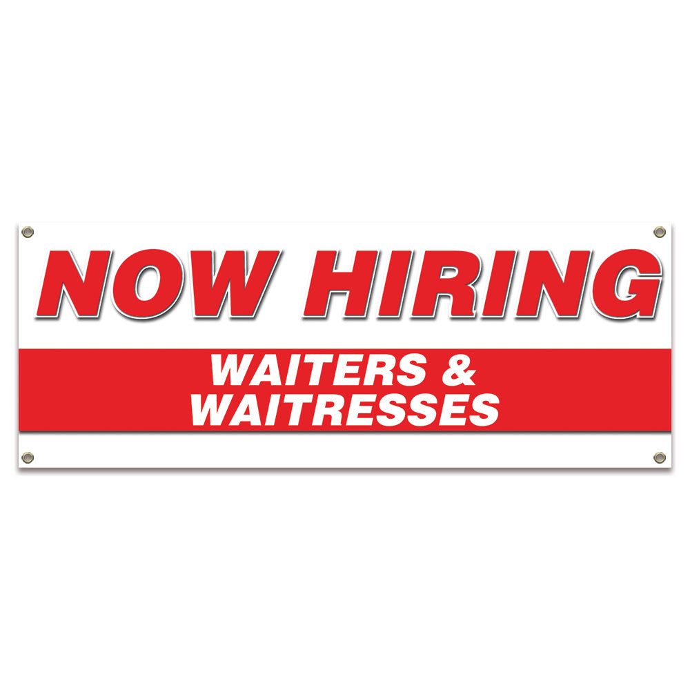 Now Hiring Waiters & Waitresses Banner