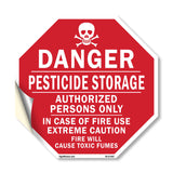Danger Pesticide Storage Authorized Persons Only in Case of Fire Use Extreme Caution Fire Will Cause Toxic Fumes