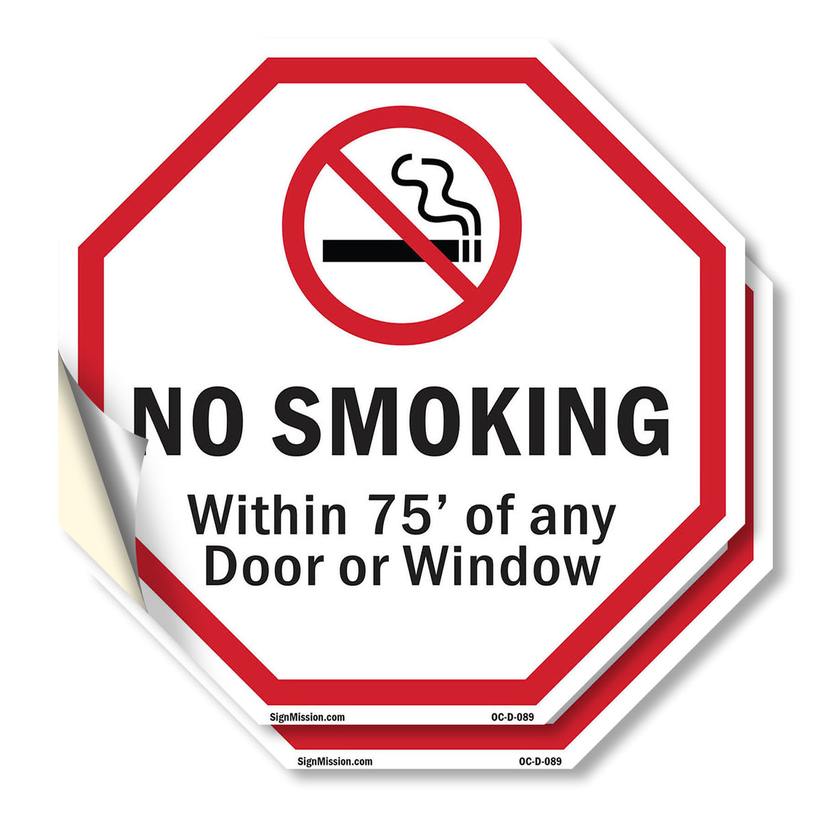 No Smoking Within 75' Of Any Door or Window