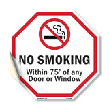 No Smoking Within 75' Of Any Door or Window