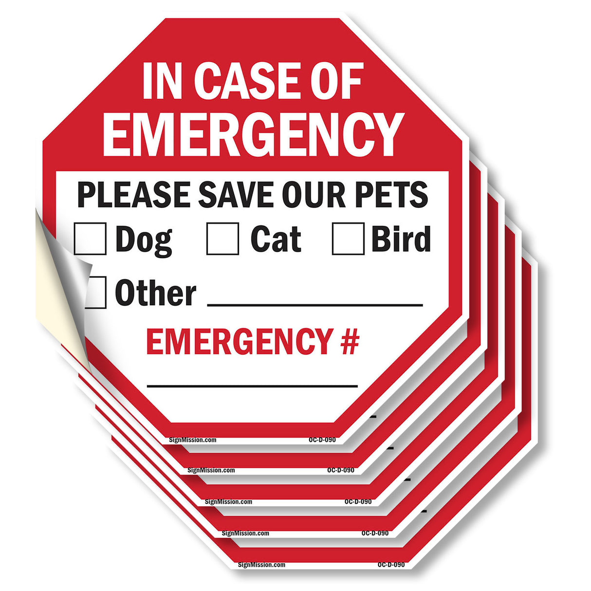In Case of Emergency Please Save Our Pets ☐ Dog ☐ Cat ☐ Bird Other Emergency #