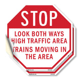 Stop Look Both Ways High Traffic Area Trains Moving in The Area