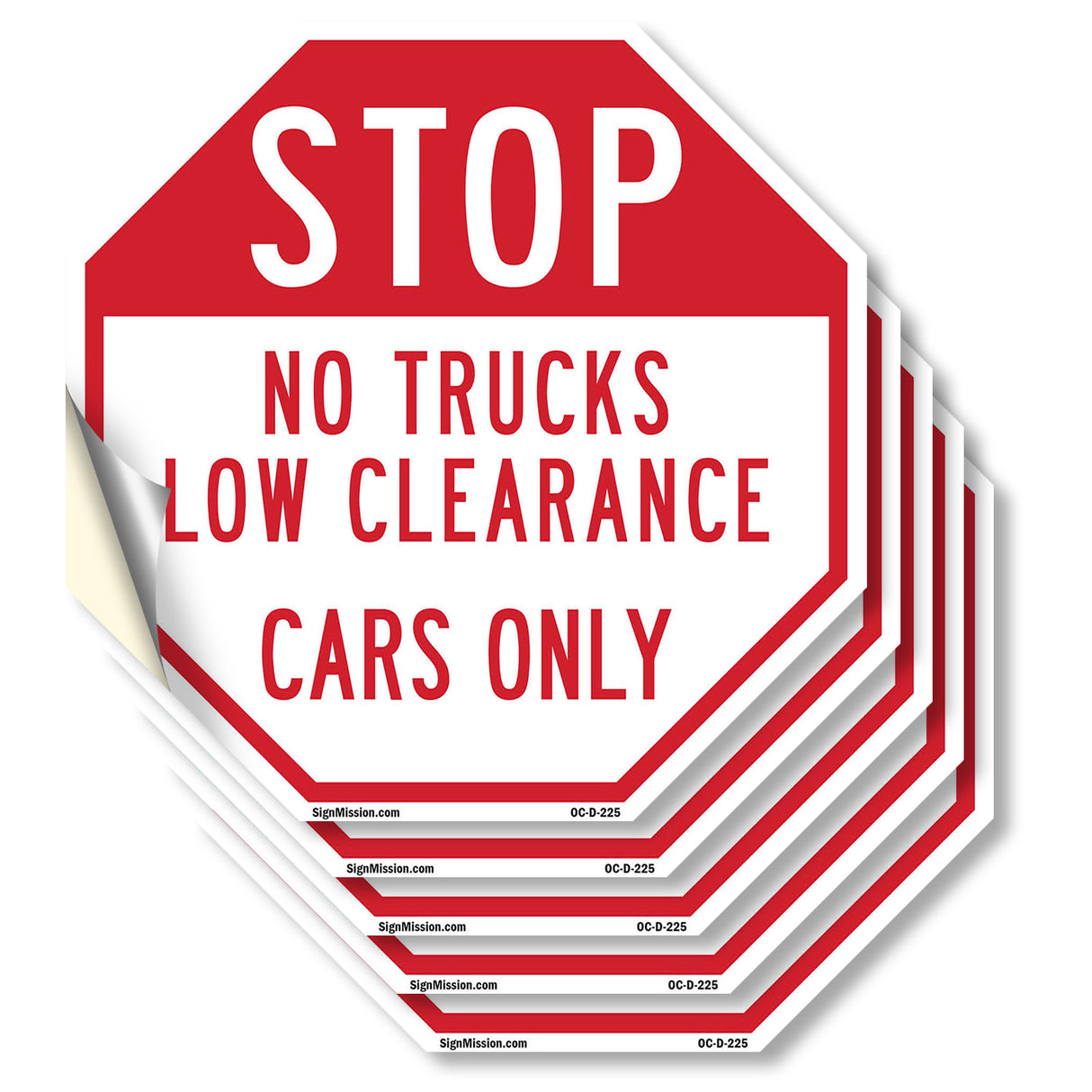 Stop No Trucks Low Clearance Cars Only