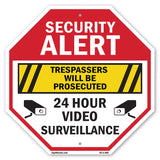 Security Alert Trespassers Will Be Prosecuted 24 Hour Video Surveillance