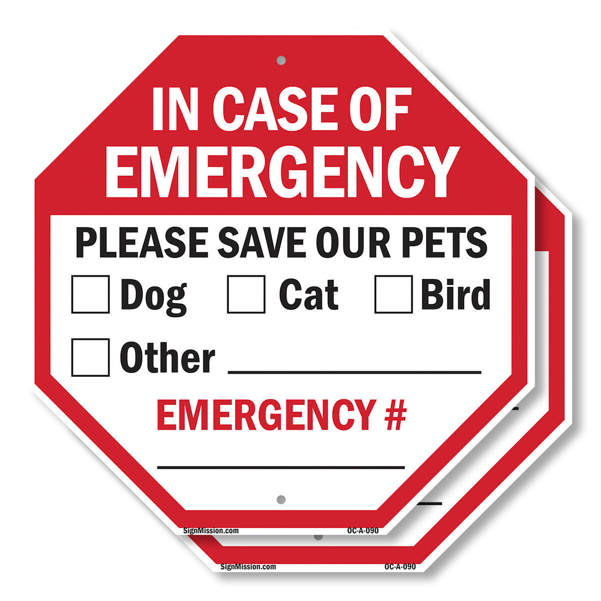 In Case of Emergency Please Save Our Pets ☐ Dog ☐ Cat ☐ Bird Other Emergency #