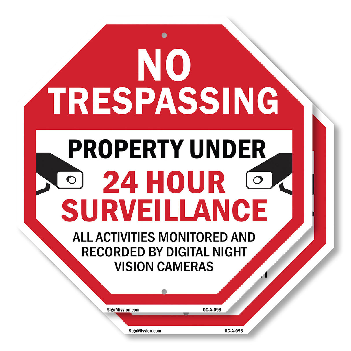 No Trespassing Property Under 24 Hour Surveillance All Activities Monitored and Recorded by Digital Night Vision Cameras