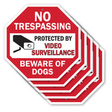 No Trespassing Protected by Video Surveillance Beware of Dogs