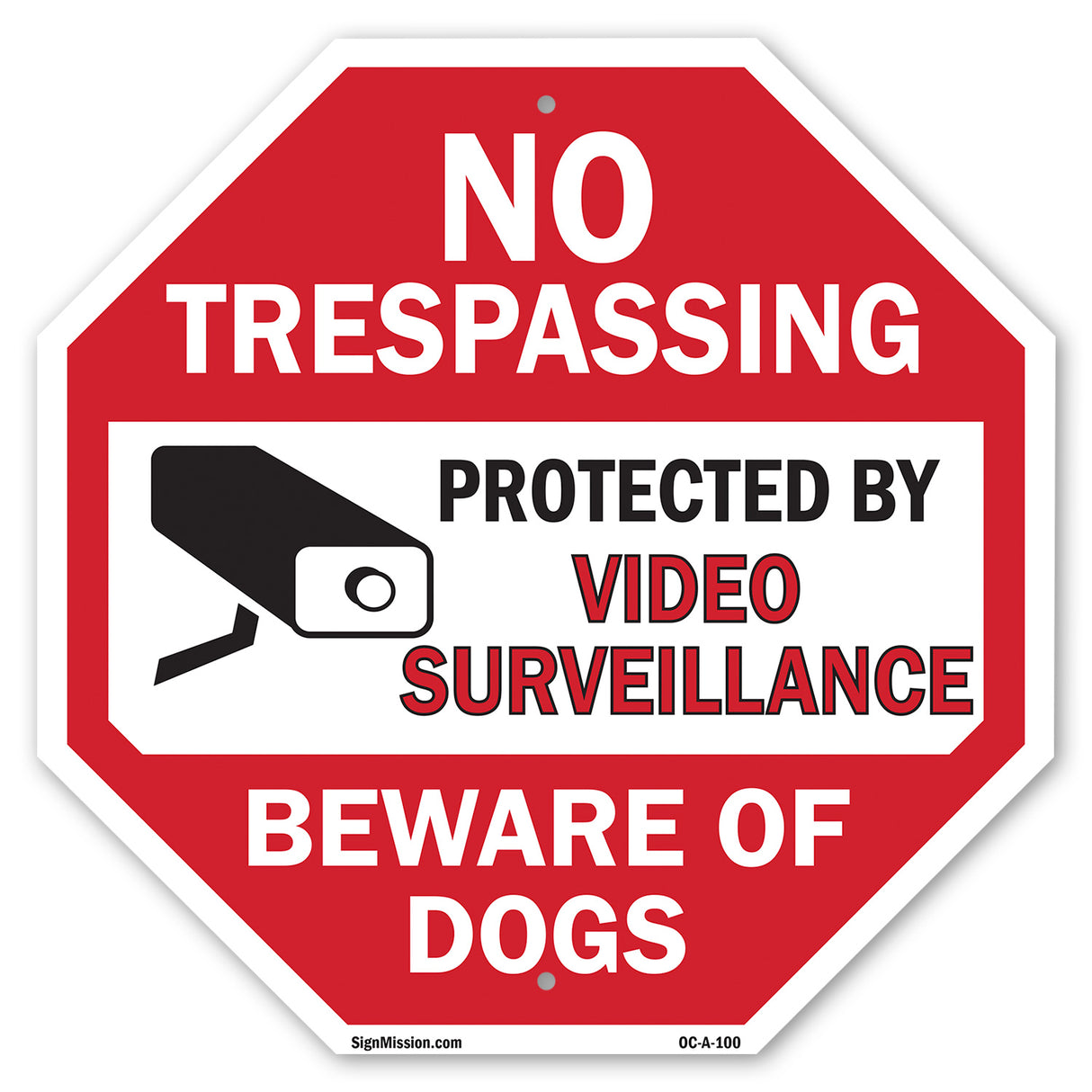 No Trespassing Protected by Video Surveillance Beware of Dogs
