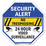 Security Alert No Trespassing 24 Hour Video Surveillance