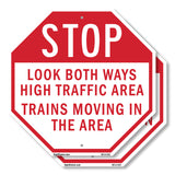 Stop Look Both Ways High Traffic Area Trains Moving in The Area