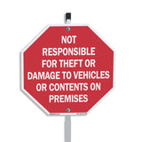 Not Responsible for Theft or Damage to Vehicles or Contents on Premises