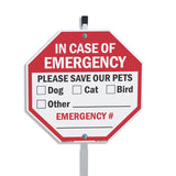 In Case of Emergency Please Save Our Pets Dog Cat Bird Other Emergency #