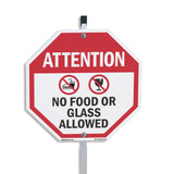 Attention No Food or Glass Allowed