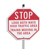 Stop Look Both Ways High Traffic Area Trains Moving in The Area