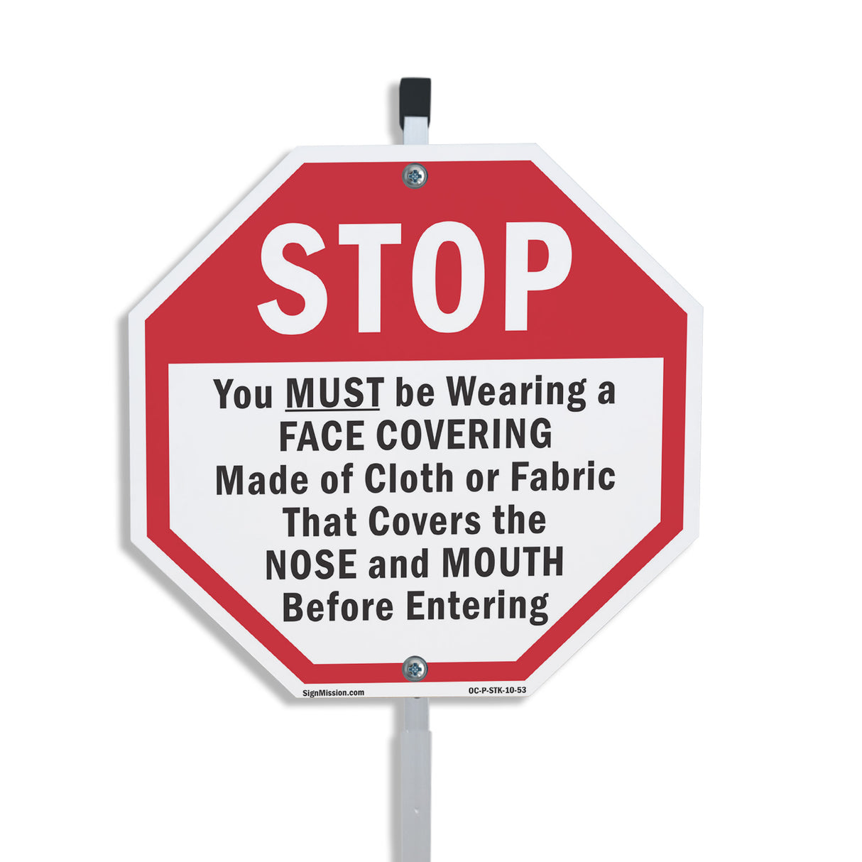 Stop You Must Be Wearing a Face Covering Made of Cloth or Fabric That Covers the Nose and Mouth Before Entering