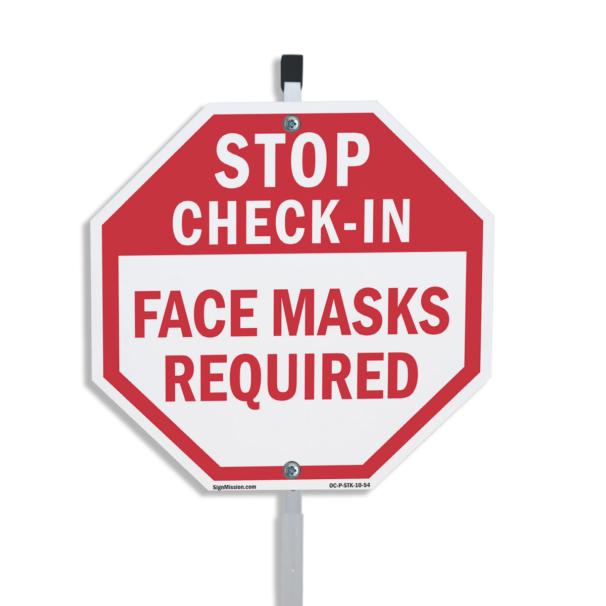 Stop Check-in Face Masks Required Octagon Sign – SignMission