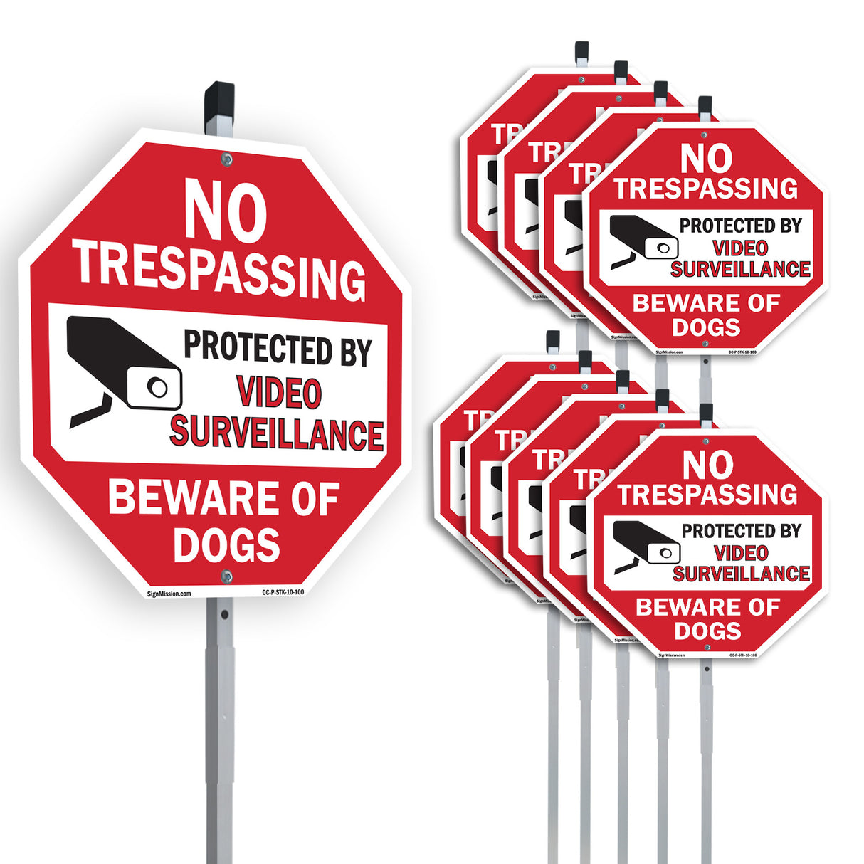 No Trespassing Protected by Video Surveillance Beware of Dogs