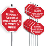 Not Responsible for Theft or Damage to Vehicles or Contents on Premises