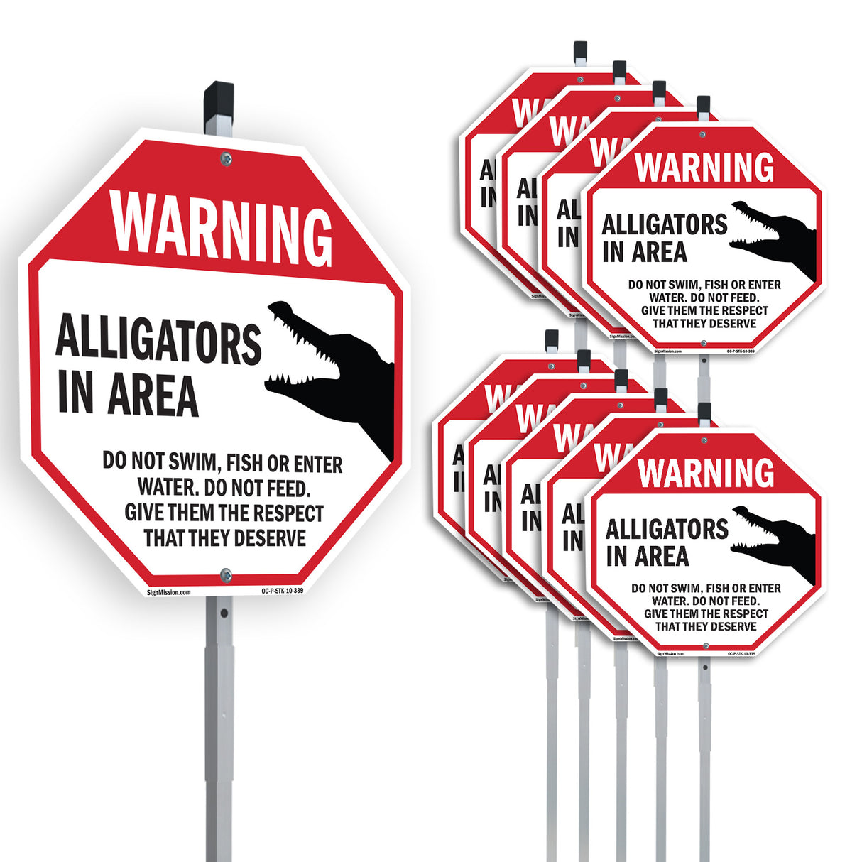 Warning Alligators in Area Do Not Swim Fish or Enter Water. Do Not Feed. Give Them the Respect That They Deserve