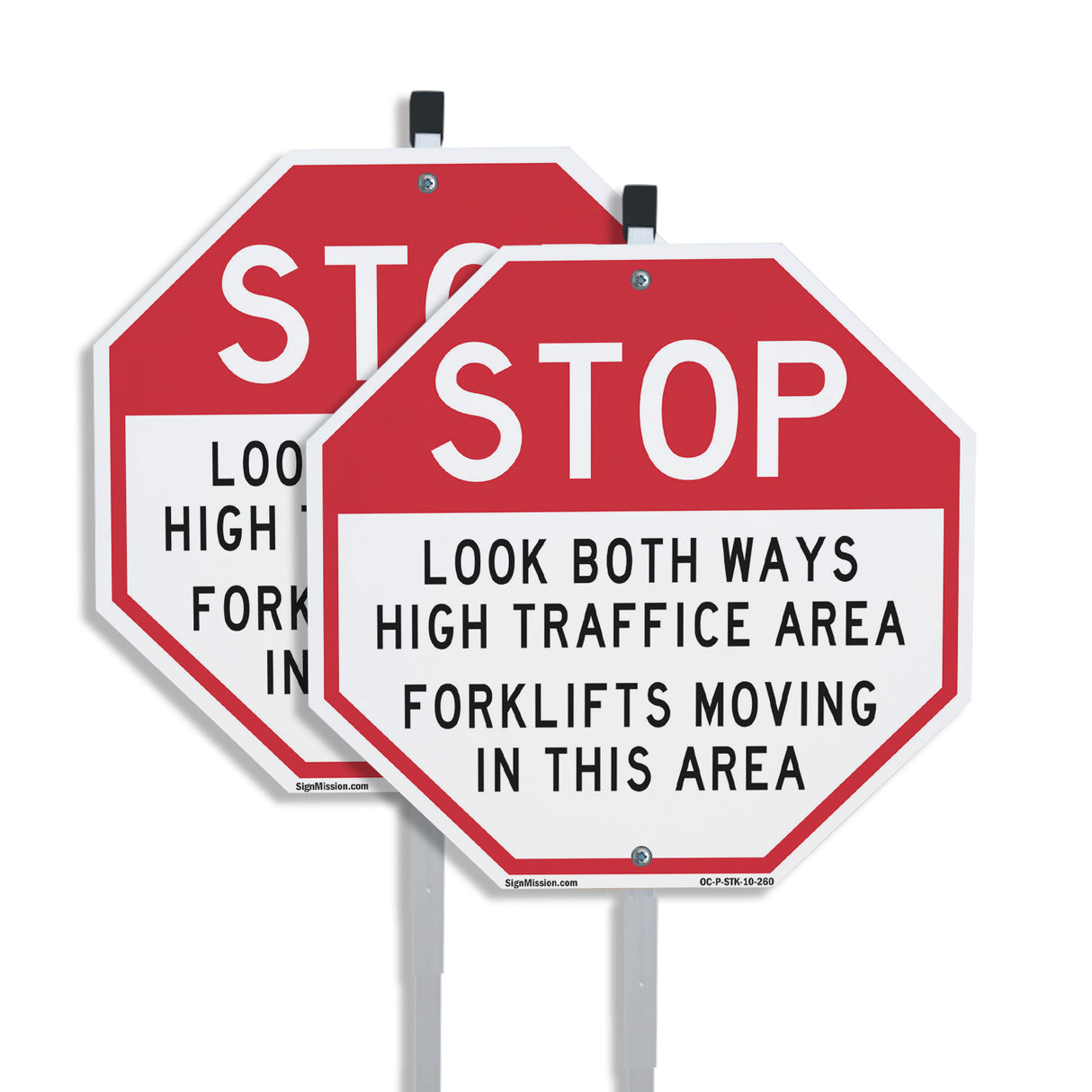 Stop Look Both Ways High Traffic Area Forklifts Moving in This Area