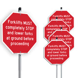 Forklifts Must Completely Stop and Lower Forks at Ground Before Proceeding