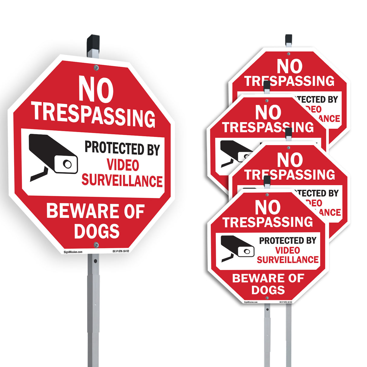 No Trespassing Protected by Video Surveillance Beware of Dogs