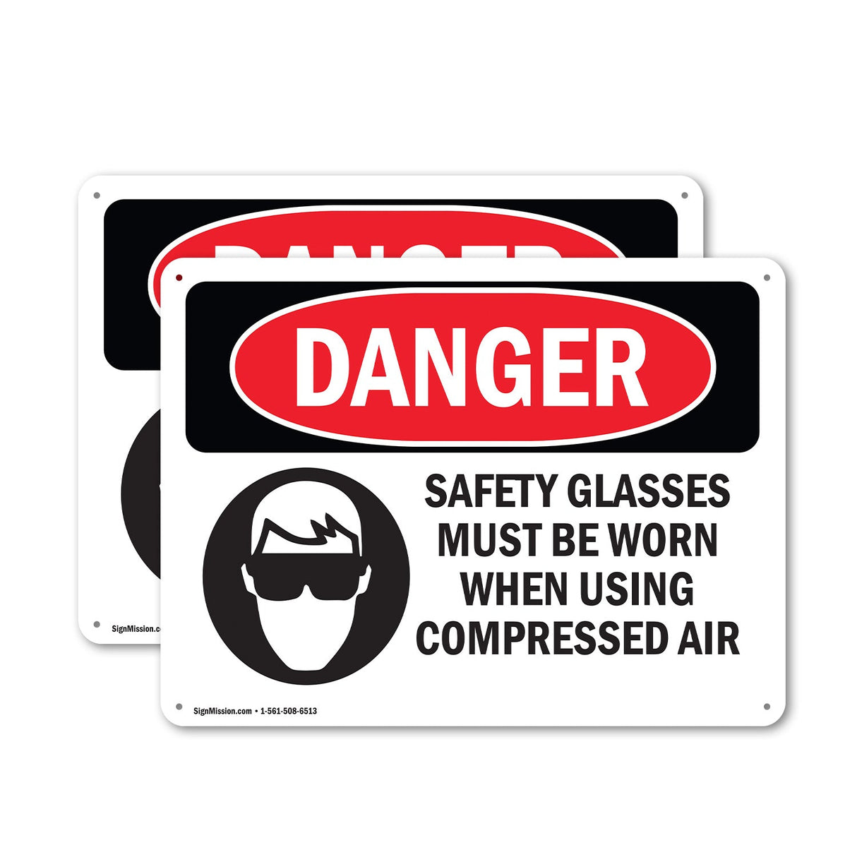 Safety Glasses Must Be Worn Compressed Air