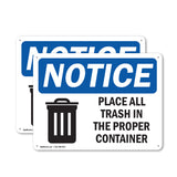 NOTICE Place All Trash In The Proper Container