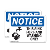 NOTICE This Sink For Hand Washing Only With Symbol