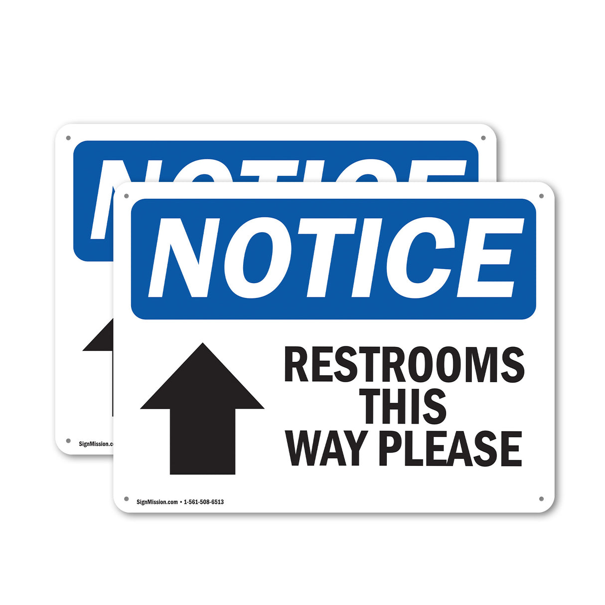 Restrooms This Way Please [Up Arrow]