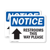Restrooms This Way Please [Up Arrow]