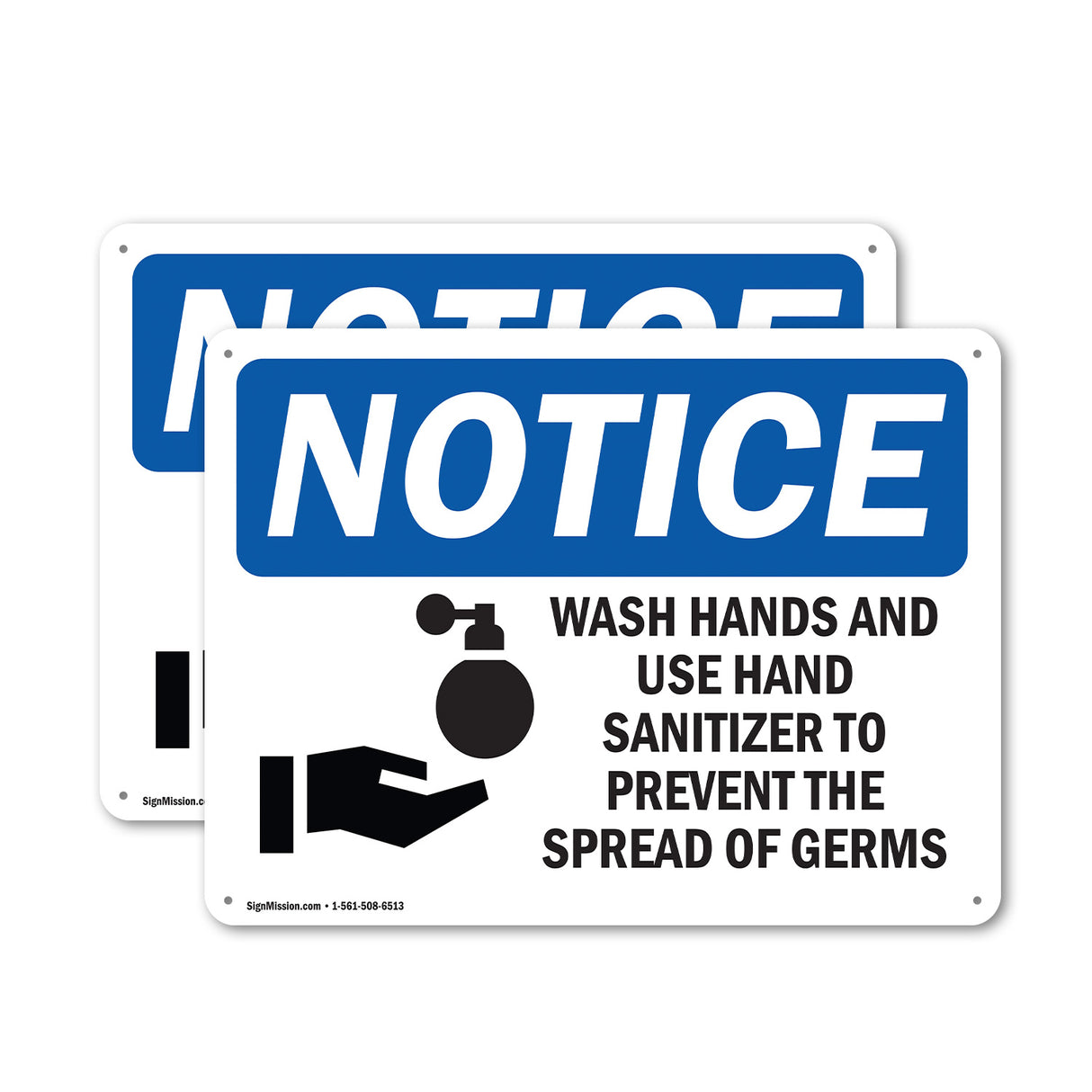 Wash Hands And Use Hand Sanitizer Sign With Symbol