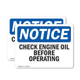 Check Engine Oil Before Operating