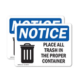 NOTICE Place All Trash In The Proper Container
