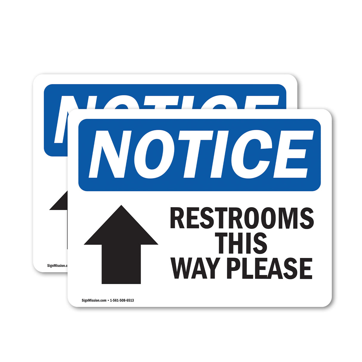Restrooms This Way Please [Up Arrow]