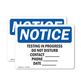 Testing In Progress Do Not Disturb Contact