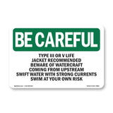 Type III Or V Life Jacket Recommended Beware