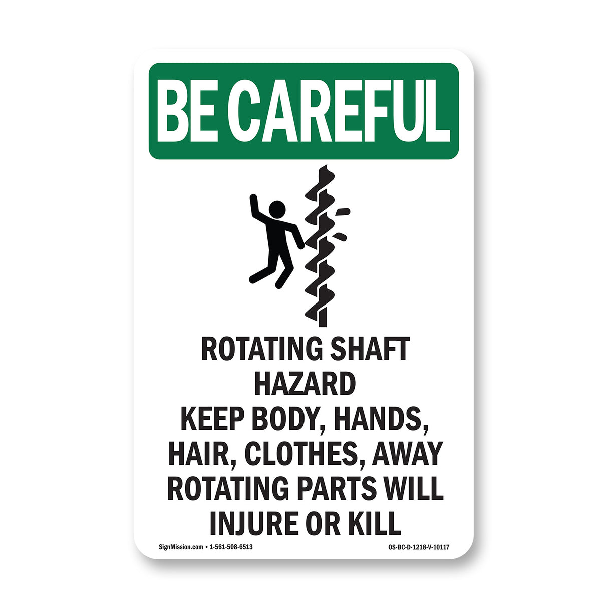 Rotating Shaft Hazard Keep Body, With Symbol