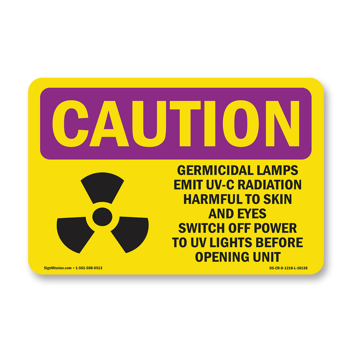 Germicidal Lamps Emit UV-C Radiation With Symbol