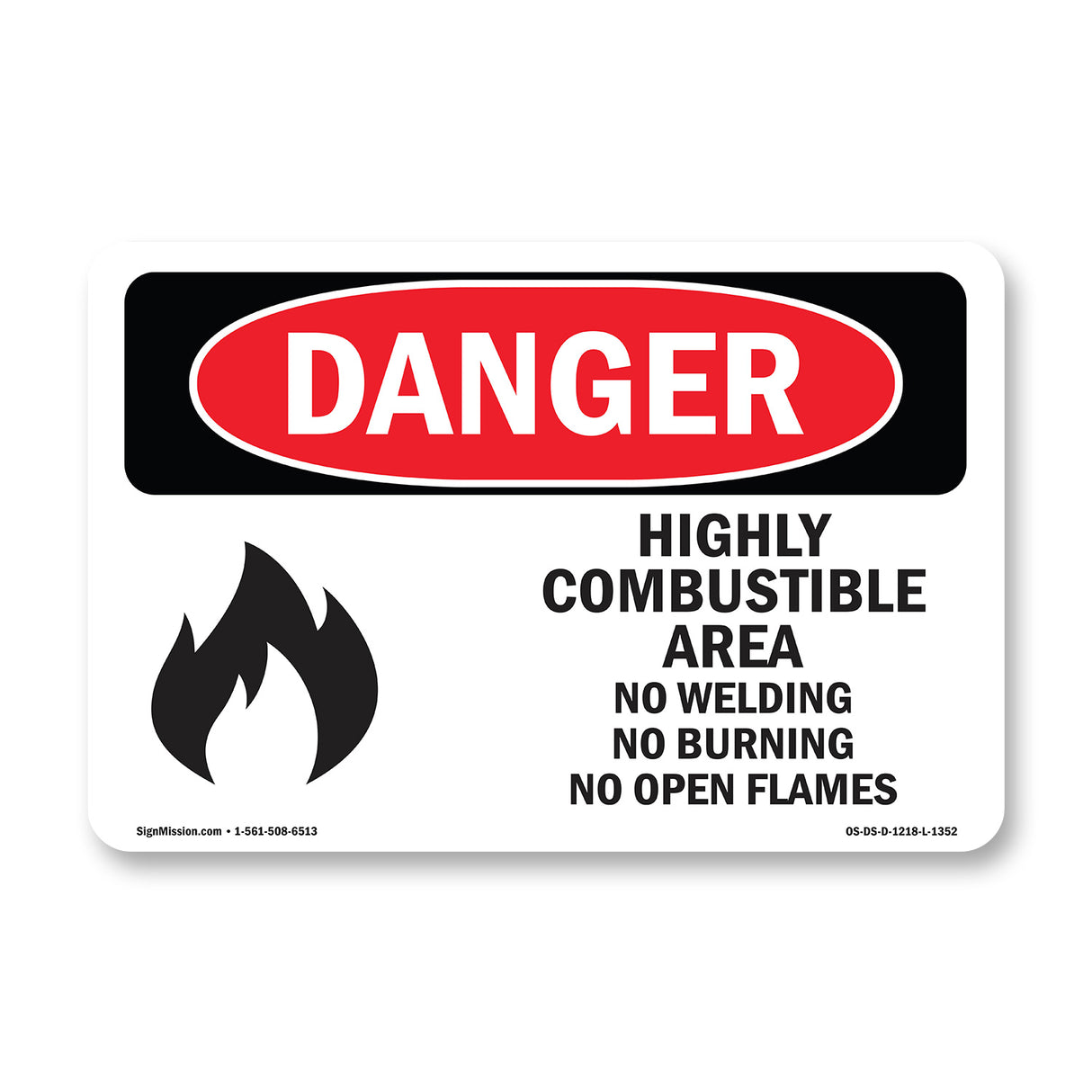 Highly Combustible Area No Welding Burning