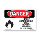 Highly Combustible Area No Welding Burning