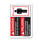 Danger Confined Space Enter By Permit  (Bilingual Spanish)