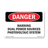 Warning Dual Power Sources Photovoltaic System