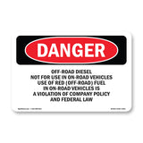 Off-Road Diesel Not For Use In On-Road Vehicles