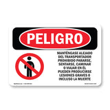 Stay Off Conveyor No Standing Spanish