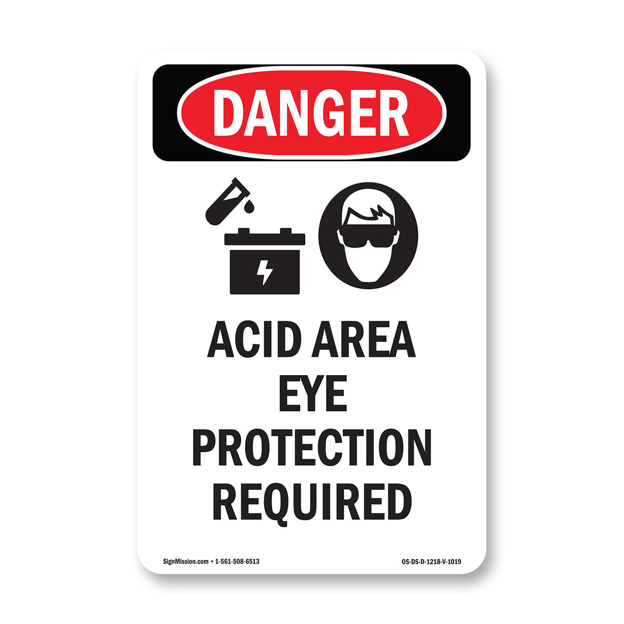 Acid Area Eye Protection Required